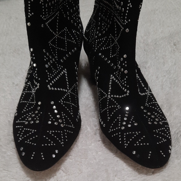 Rebecca Minkoff Black Studded Heeled Boots - Picture 8 of 10